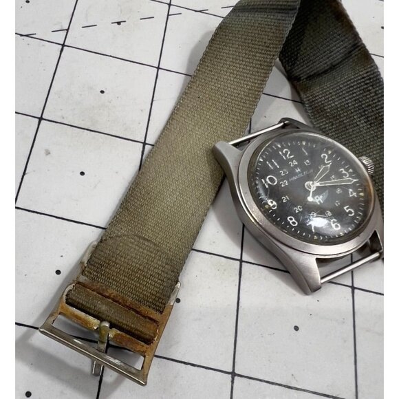 Vintage HAMILTON Avirex #921980 Military Style Wrist Watch C.1979 RARE Khaki - Picture 10 of 12